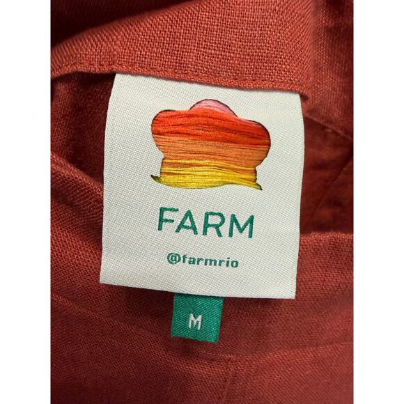 Farm Rio Rust Brown Wide Leg Linen Nautical Pants Relax Coastal Vacation Sz M - Picture 11 of 16